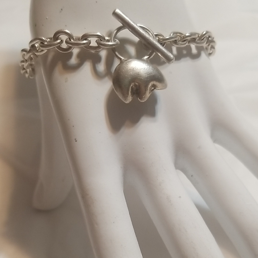 VINTAGE Mexico 925SS 3-d Bear Charm On Link Chain W/Toggle Clasp, EUC J#10